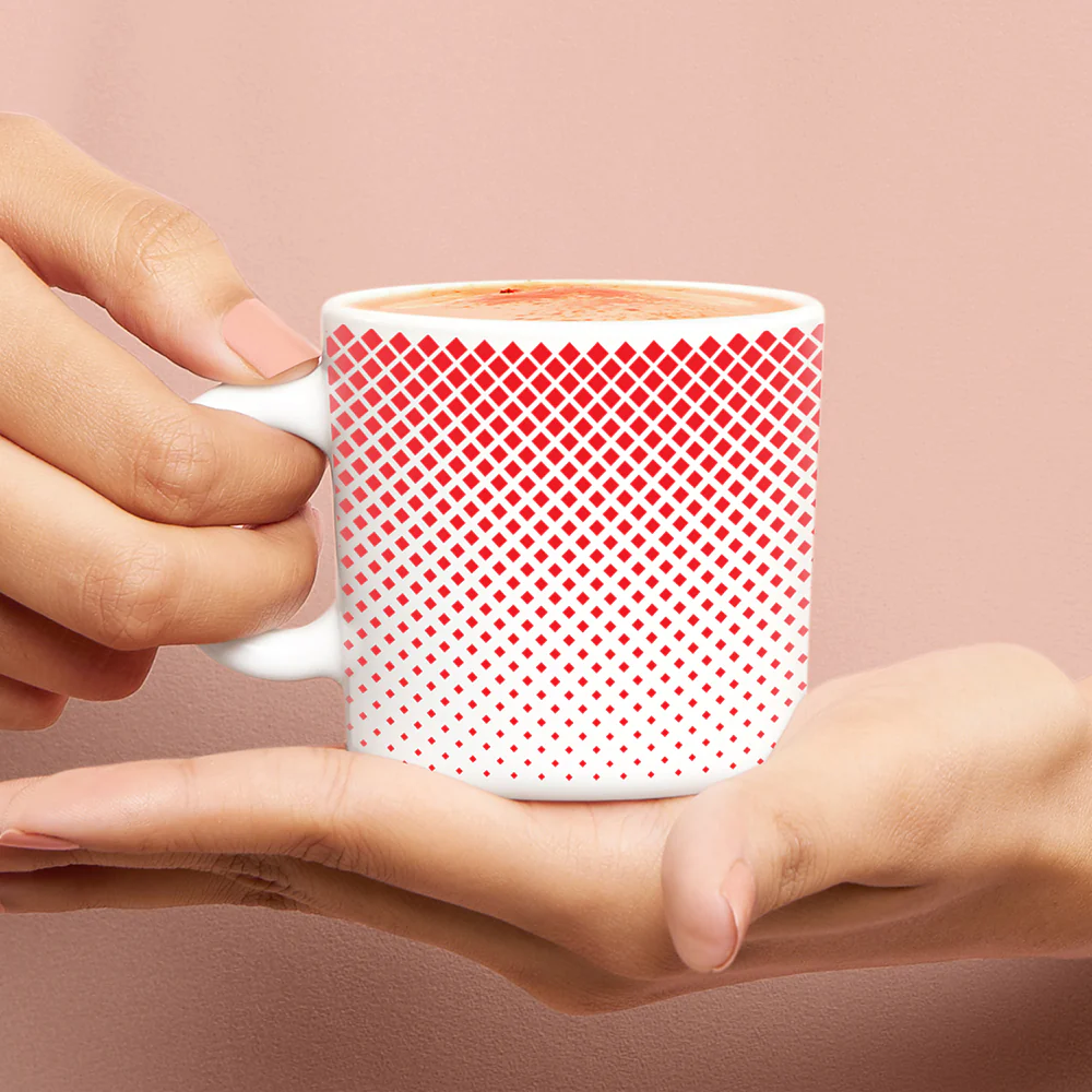 Larah by Borosil Ruby Pixel Mug Set, 180ml x 12