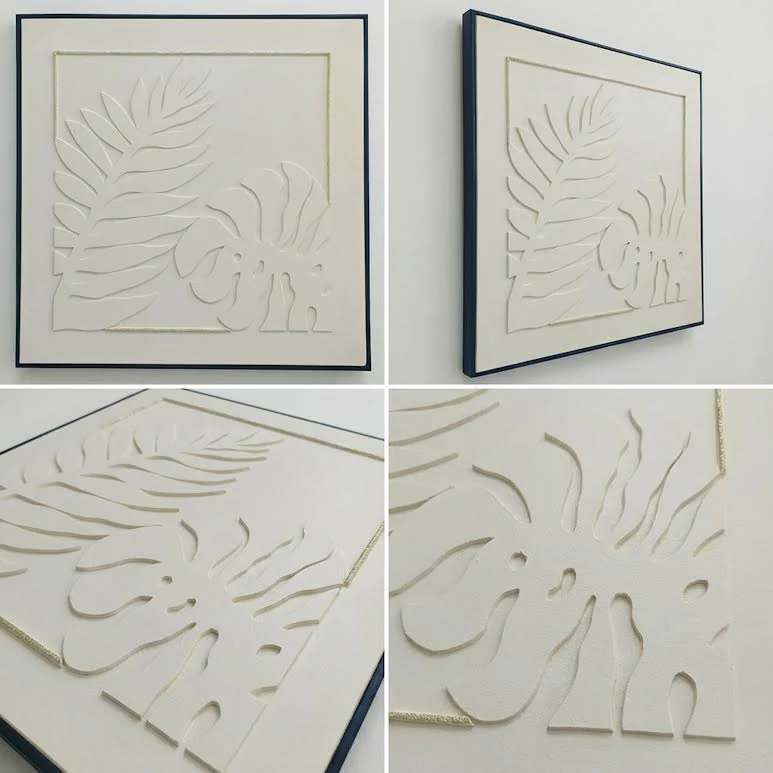 100 x 100cm Leaf Design Frame Cream