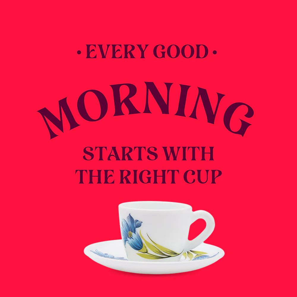 Larah by Borosil Nina Cup n Saucer Set, 90ml x 12