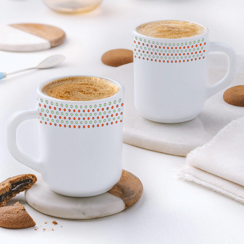 Larah by Borosil Waltz Mug Set, 240ml x 2