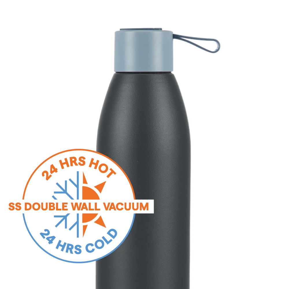 Duomate Vacuum Insulated Stainless Steel Bottle, Black