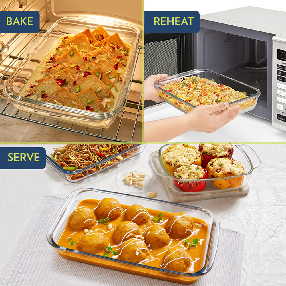 Borosil Deep Rectangular Dish, 2.2L