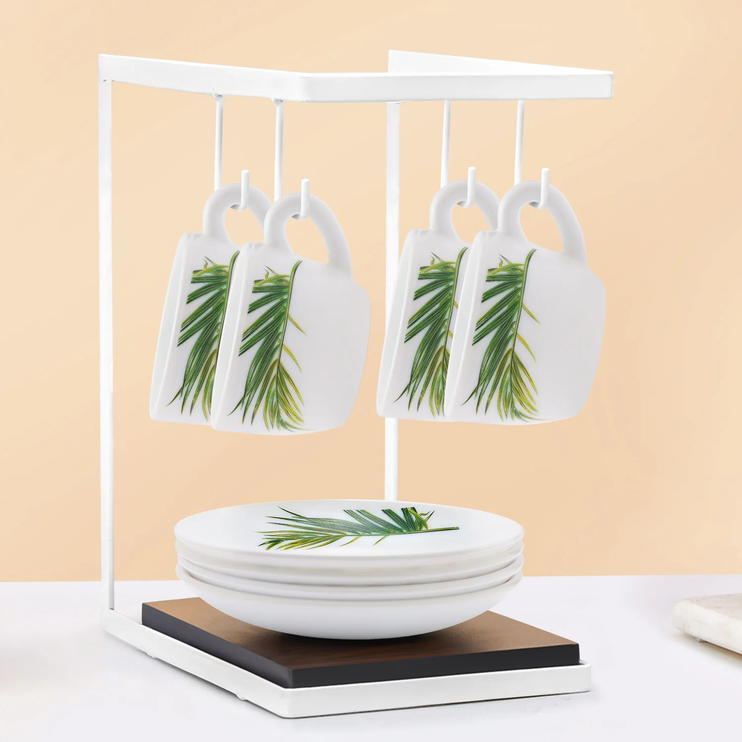 Larah by Borosil Crescent Cup n Saucer Set, 140ml x 8