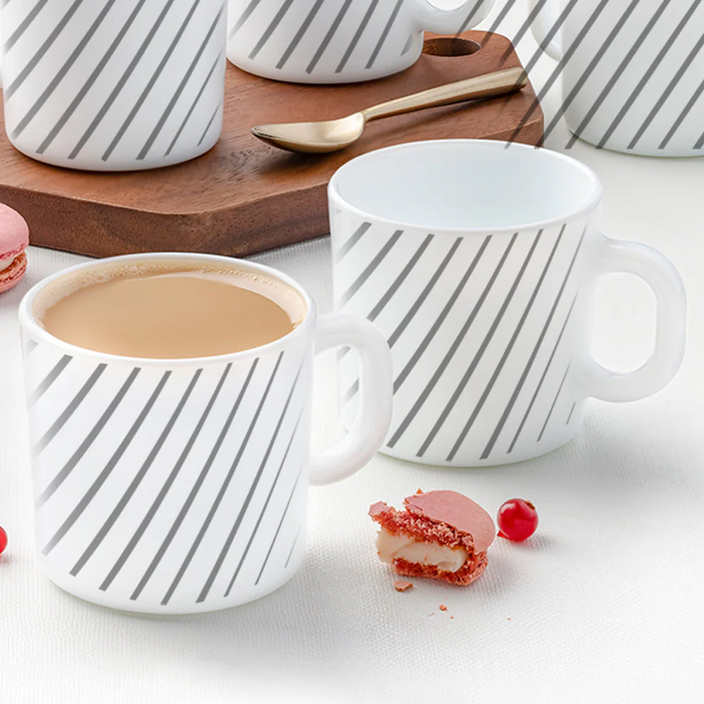 Larah by Borosil Silver Ray Mug Set, 2 x 240ml