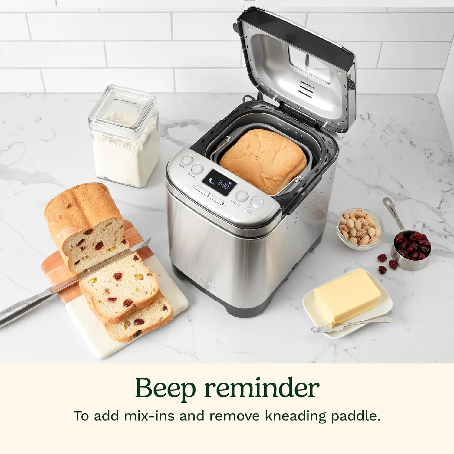 Bread Maker Machine, Compact and Automatic, Customizable Settings, Up to 2lb Loaves