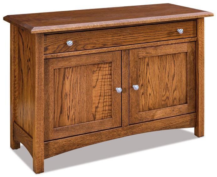 Amish Finland Enclosed Sofa Table with Drawer, Doors and Shelf