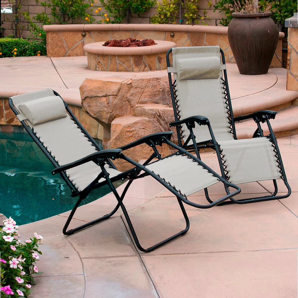 Neo Beige Zero Gravity Recliner Garden Sun Loungers