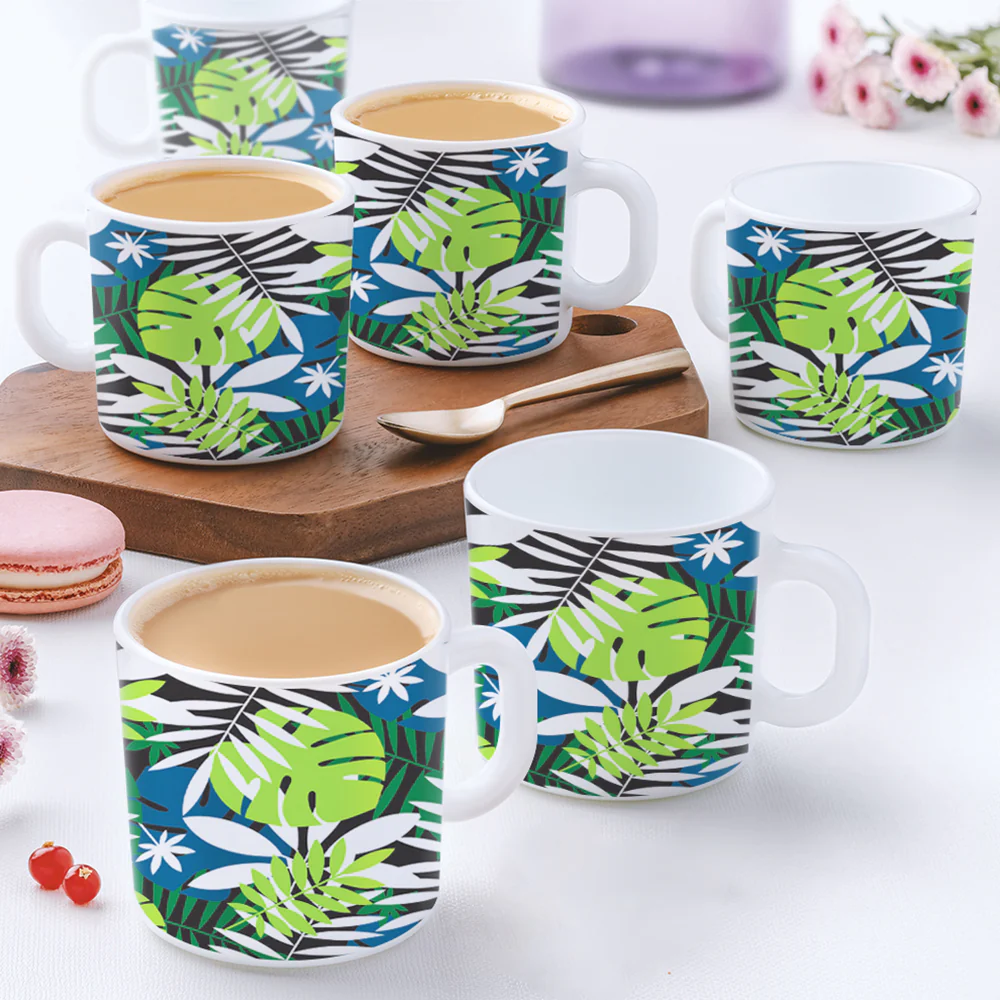 Larah by Borosil Forest Mug Set, 180ml x 12