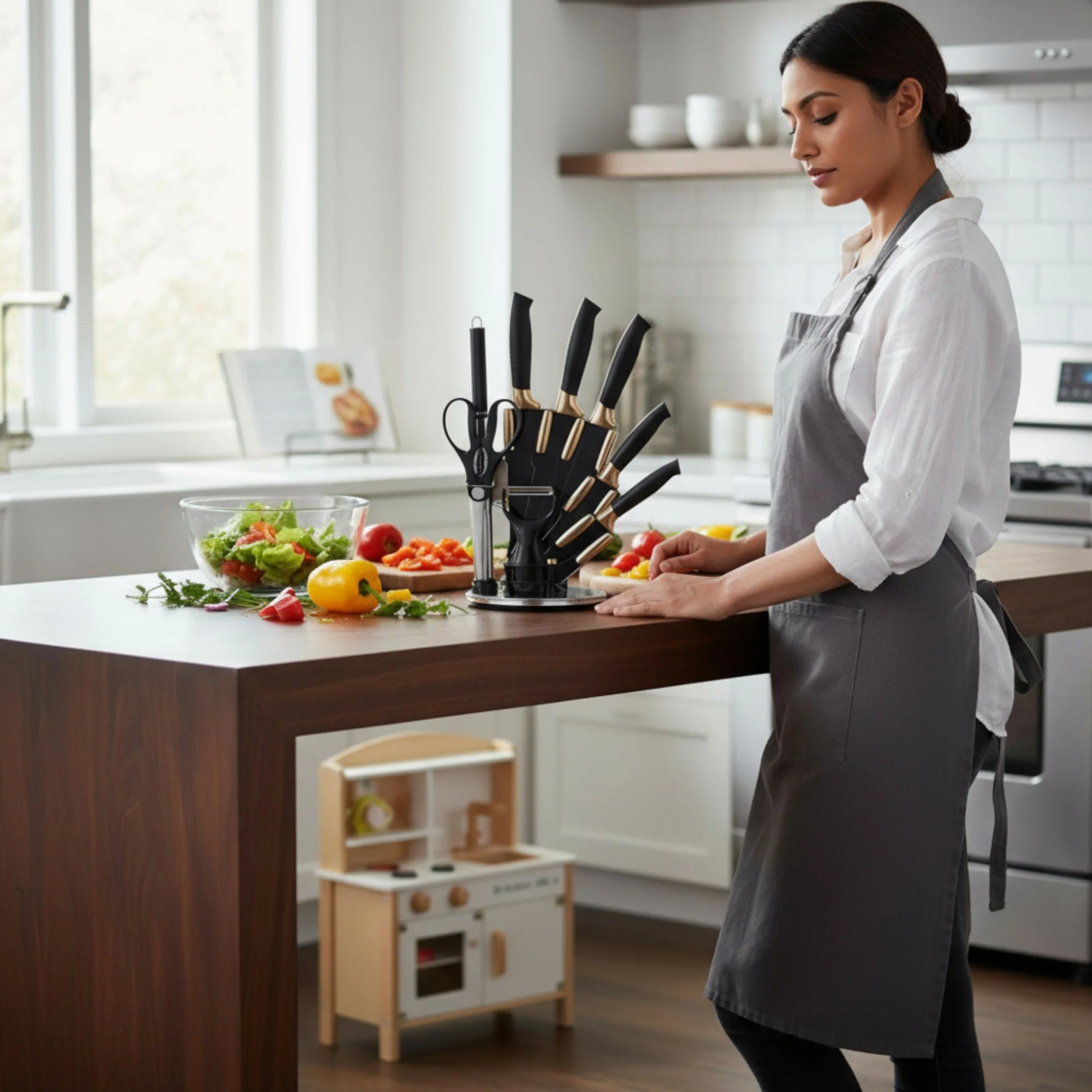 9 Piece Knife Block Set Black
