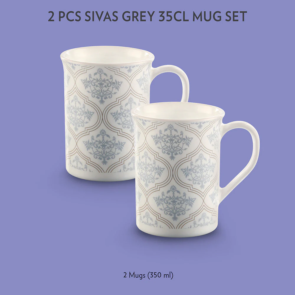 Larah by Borosil Sivas Grey Mug, 2 x 350ml