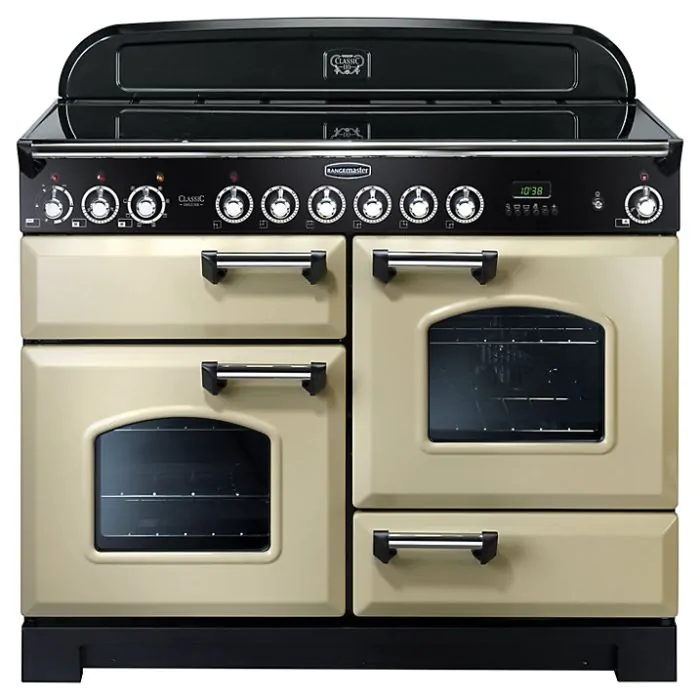 Rangemaster Classic Deluxe 110cm Electric Ceramic Range Cooker | Cream/Chrome | CDL110ECCR/C