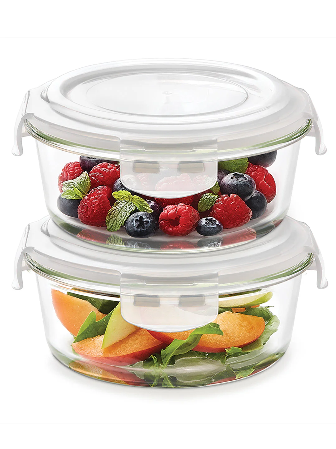 Borosil Tuff-Glass Klip n Store, Round, Set of 2, Containers