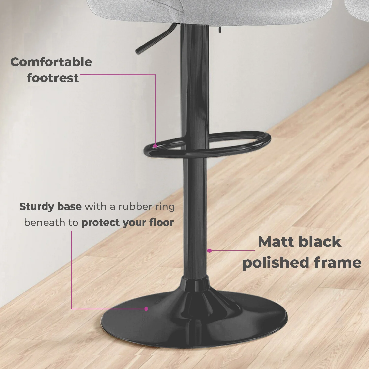 Madrid Grey Fabric Bar Stool