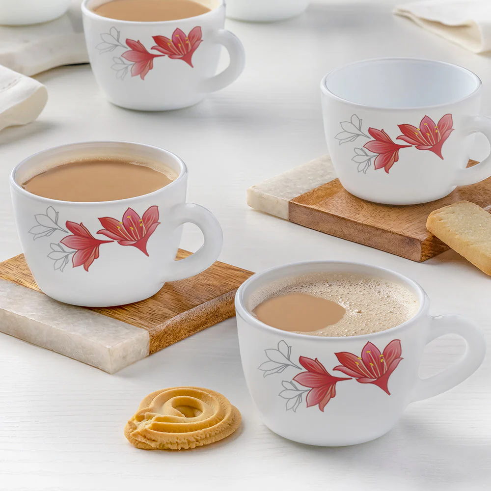 Larah by Borosil Ruby Cup Set, 140ml x 6