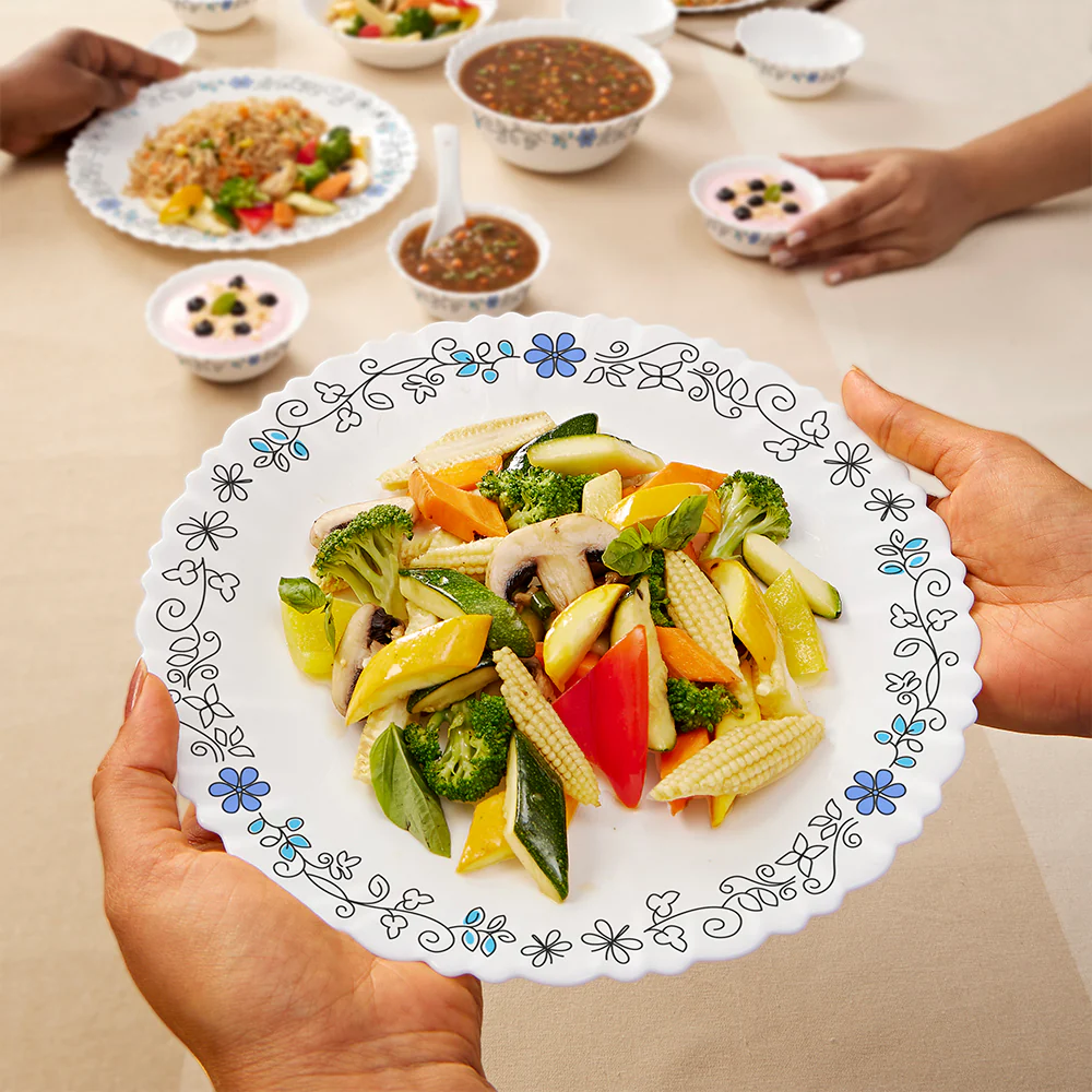 Larah by Borosil Blue Iris 47 pc Dinner Set