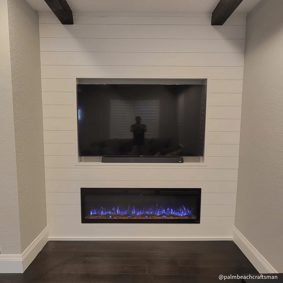 Sideline Fury 65 Inch Slim-Depth Recessed Smart Electric Fireplace 80056