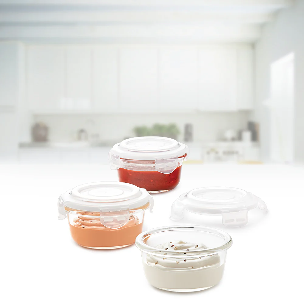 Borosil Tuff-Glass Klip n Store, Round, Set of 3, Containers