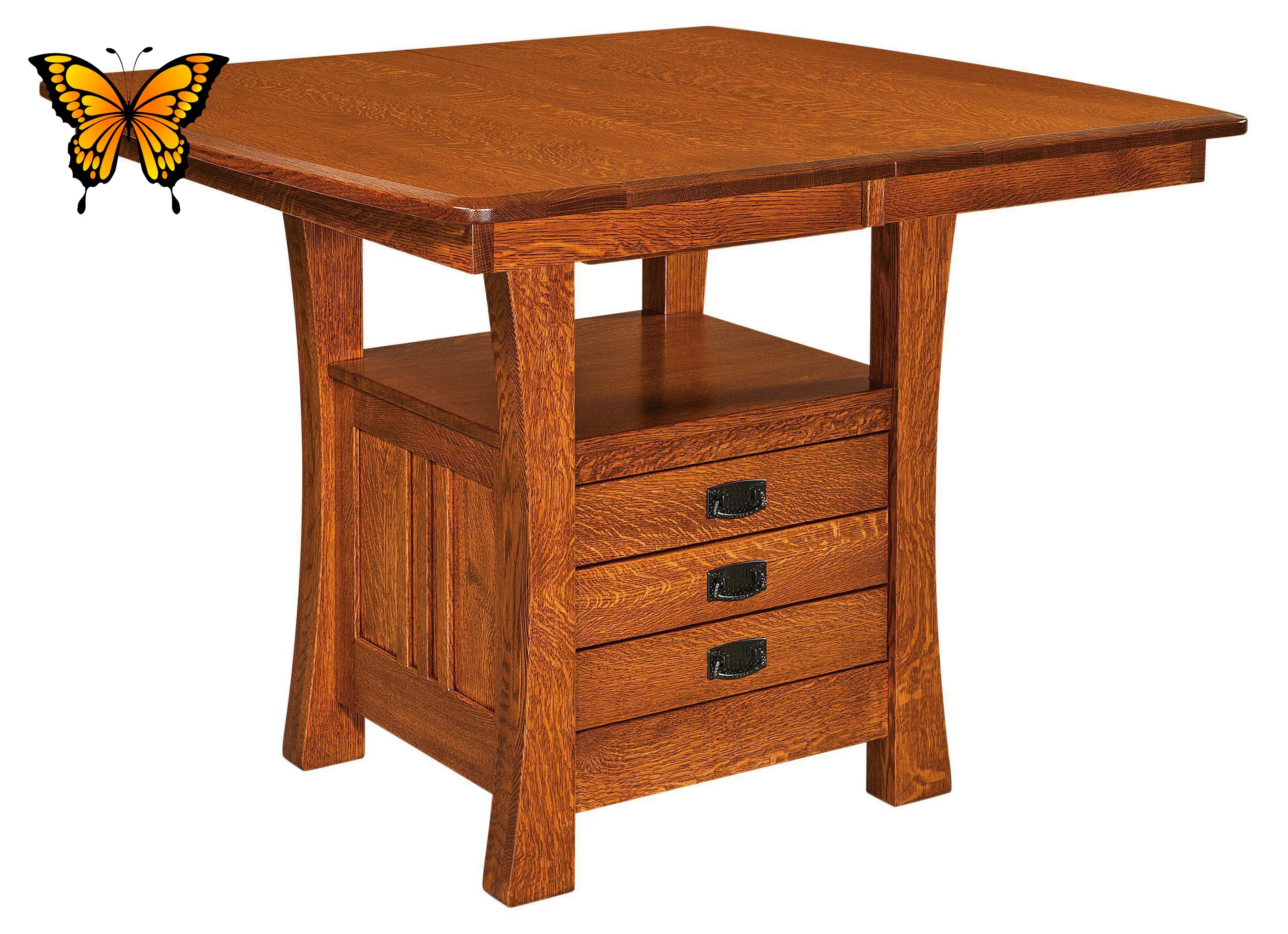 Amish Arts & Crafts Cabinet Dining Table