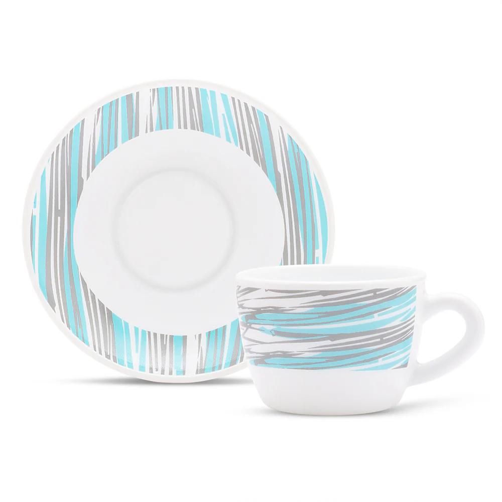 Larah by Borosil Joy Cup n Saucers Set, 140ml x 12