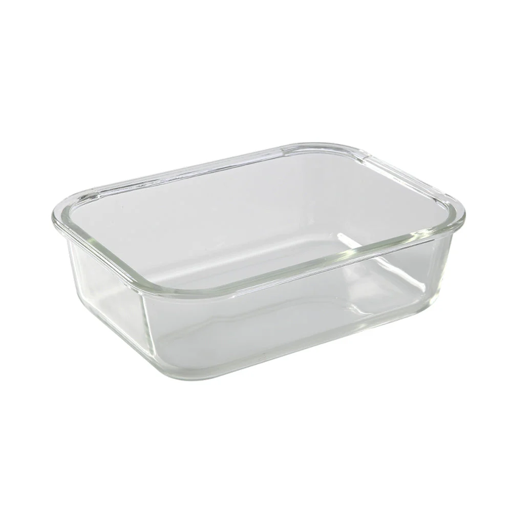 Borosil Blue Glass Lunchbox, Rectangular, 370ml + 370ml
