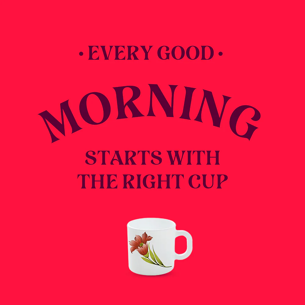 Larah by Borosil Red Iris Mug Set, 100ml x 6