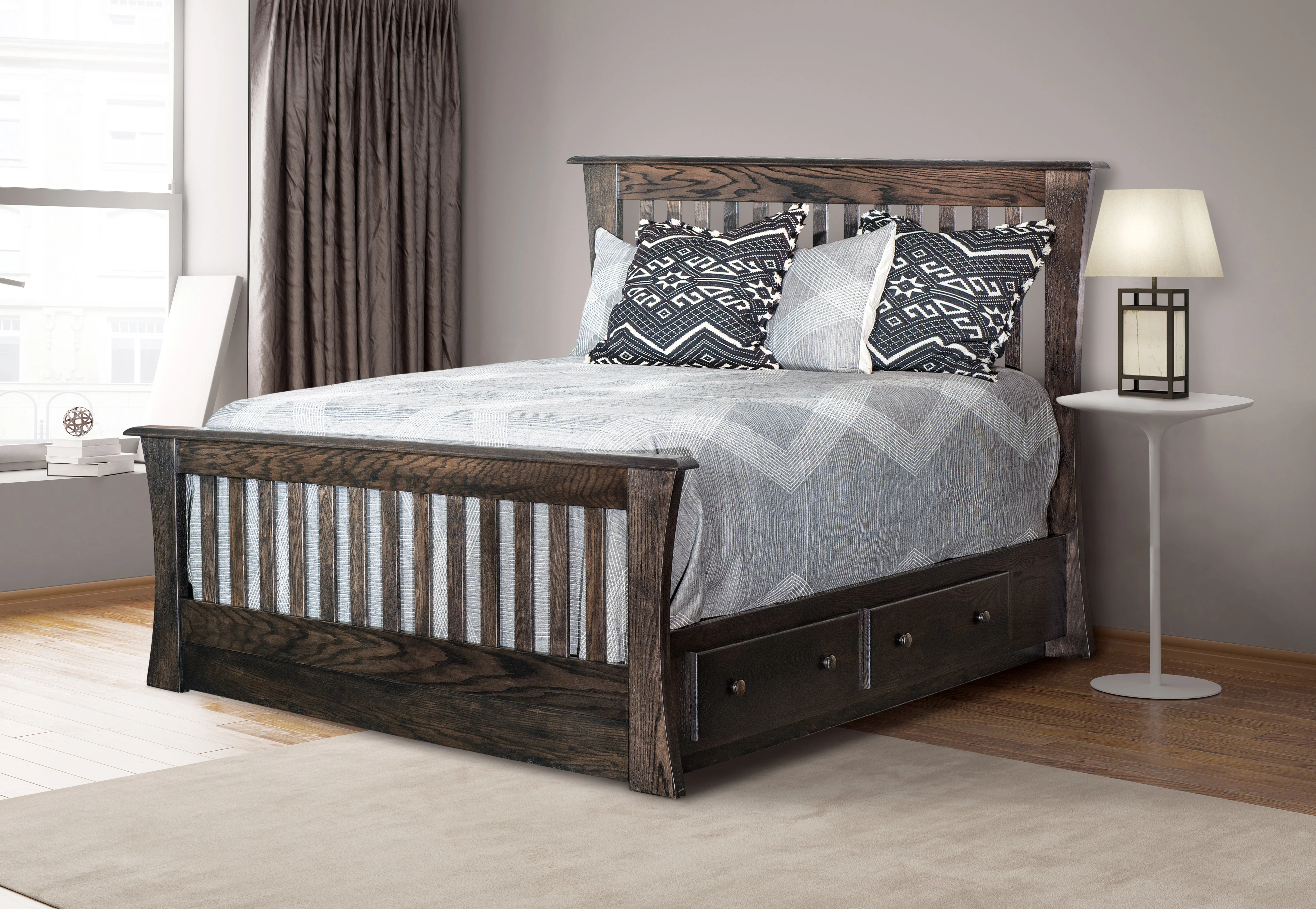 Amish Four Drawer Platform Bed - 14