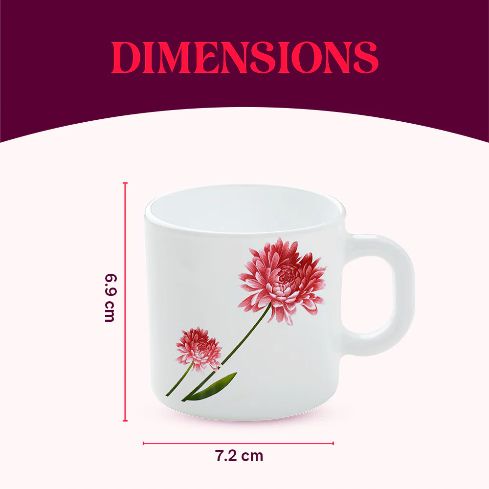 Larah by Borosil Belle Mug Set, 180ml x 6