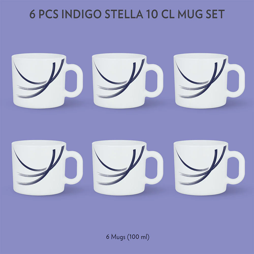 Larah by Borosil Indigo Stella Mug Set, 180ml x 12