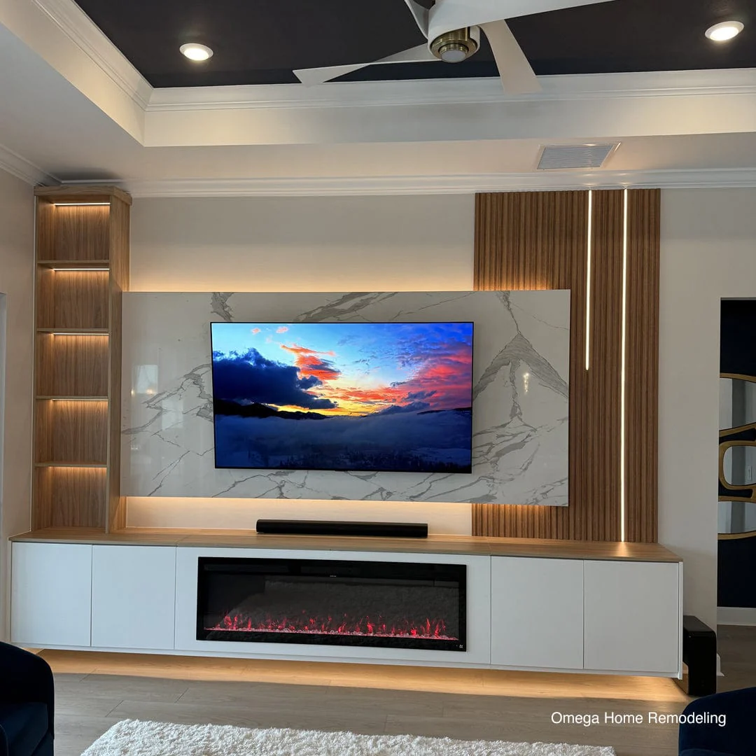 Sideline Fury 65 Inch Slim-Depth Recessed Smart Electric Fireplace 80056