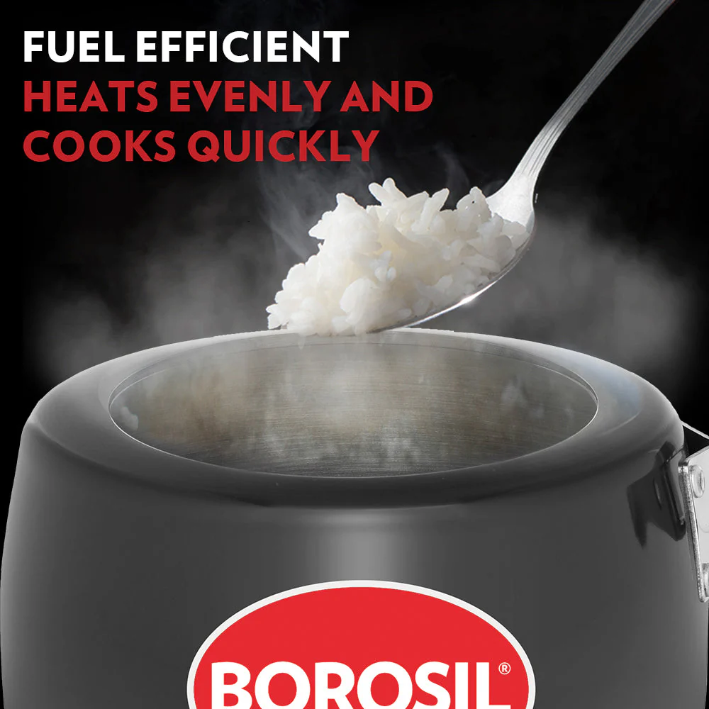 Borosil Pronto Hard Anodised Pressure Cooker, 3L