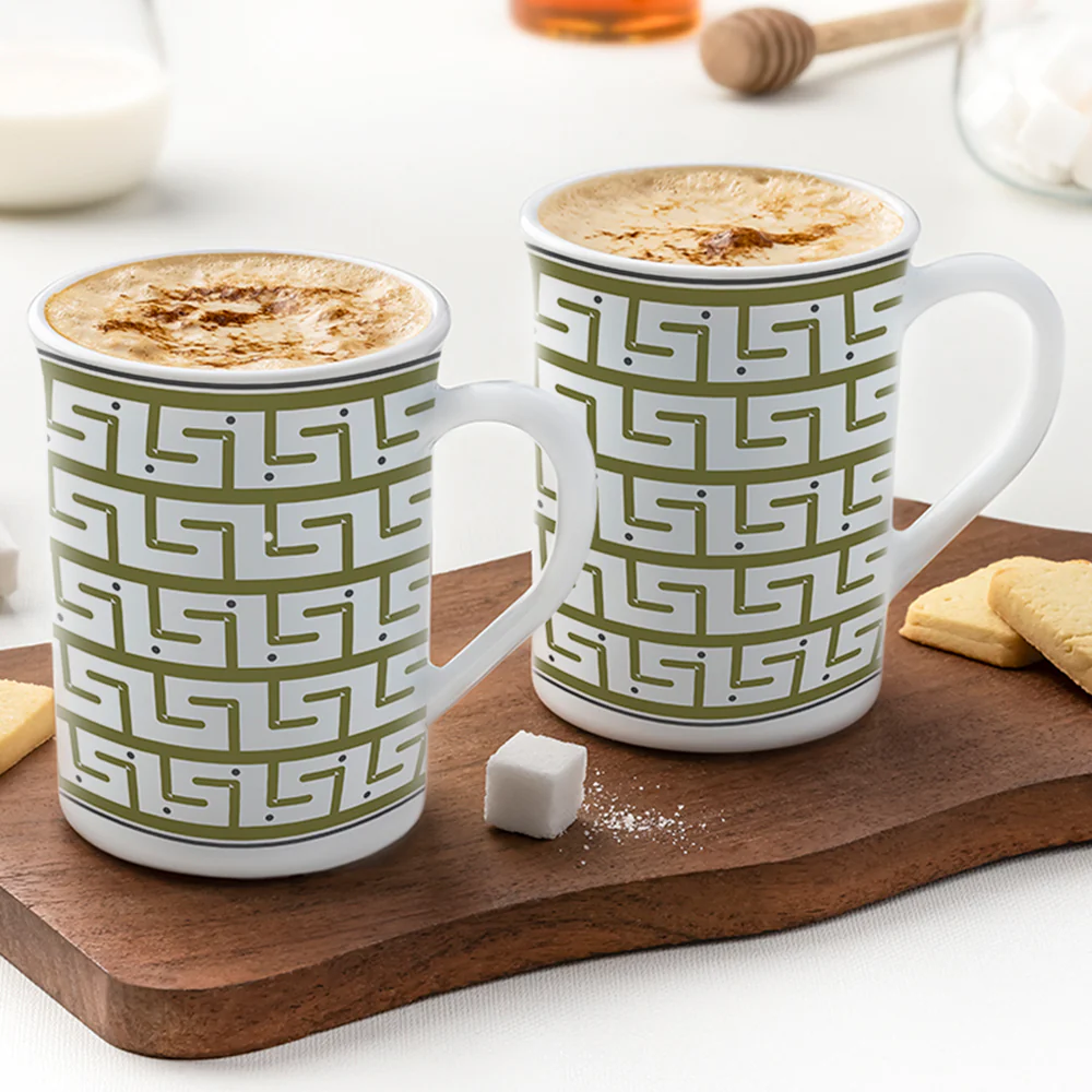 Larah by Borosil Trellis Mug Set, 350ml x 2