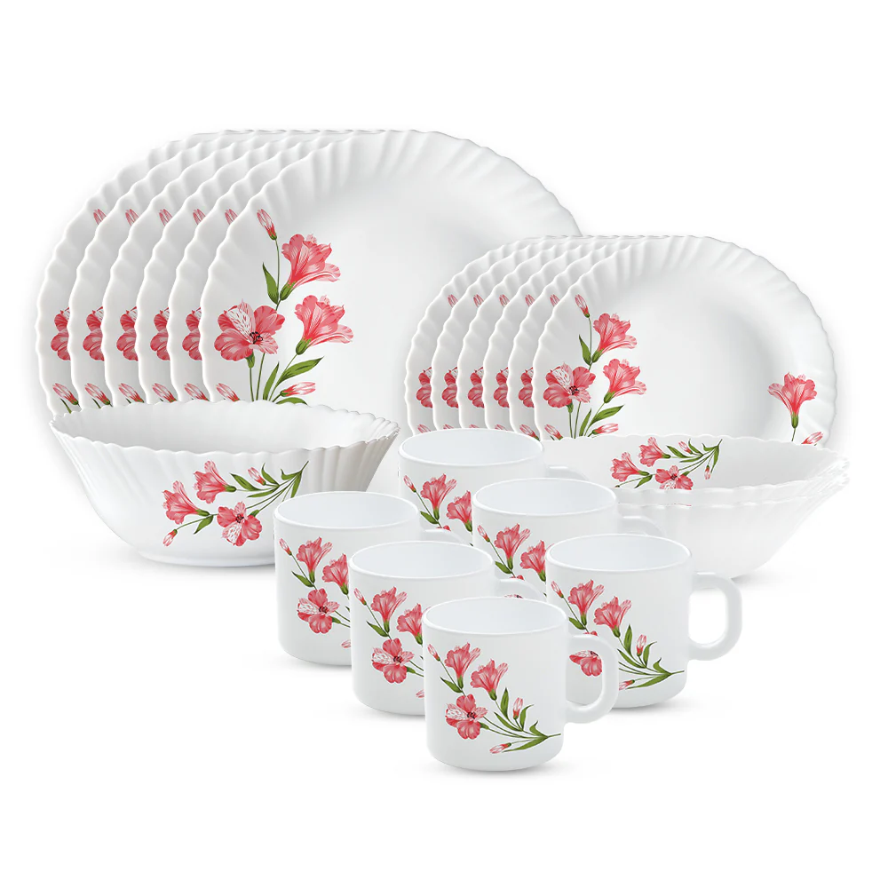 Larah by Borosil, Marina Peach Dinner Set, 21 pc