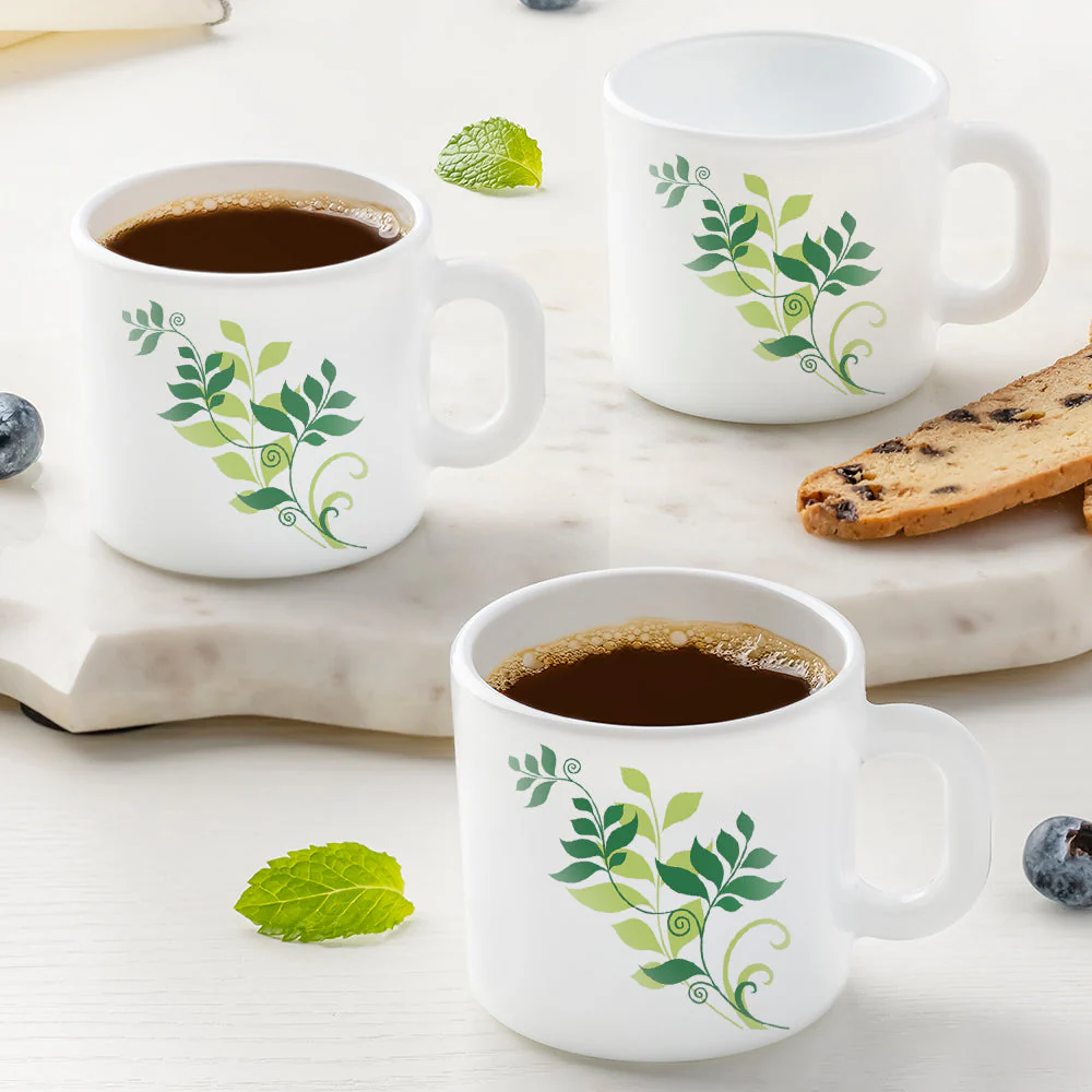 Larah by Borosil Fern Mug Set, 240ml x 2