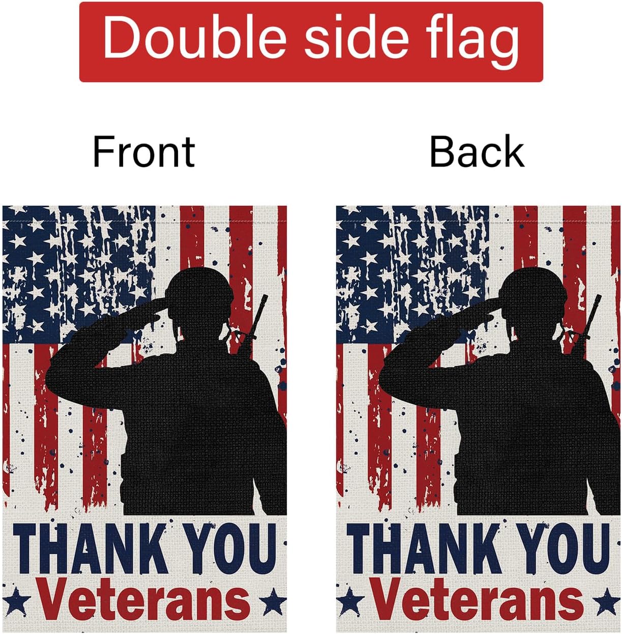 Veterans Day Garden Flag Thank You Veterans 12x18 Inch, 6 Pcs