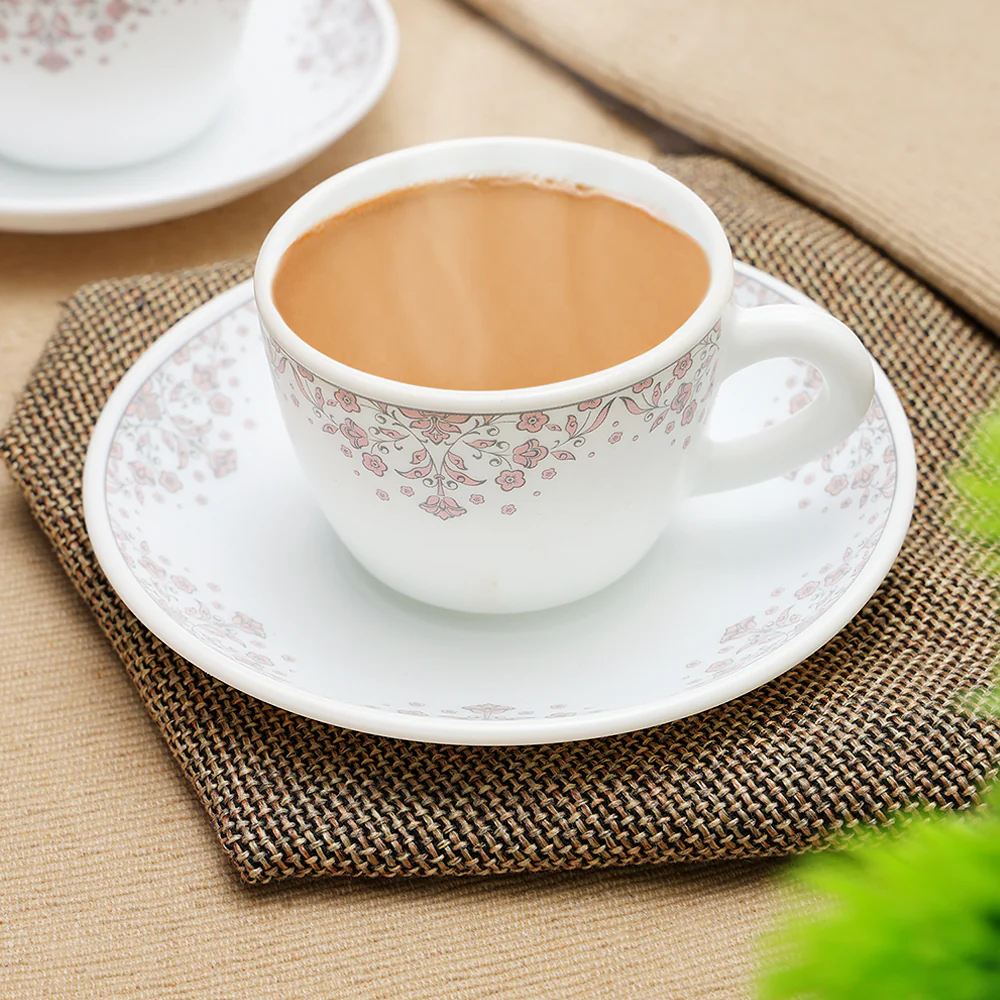 Larah by Borosil Lark Cup n Saucers Set, 140ml x 8
