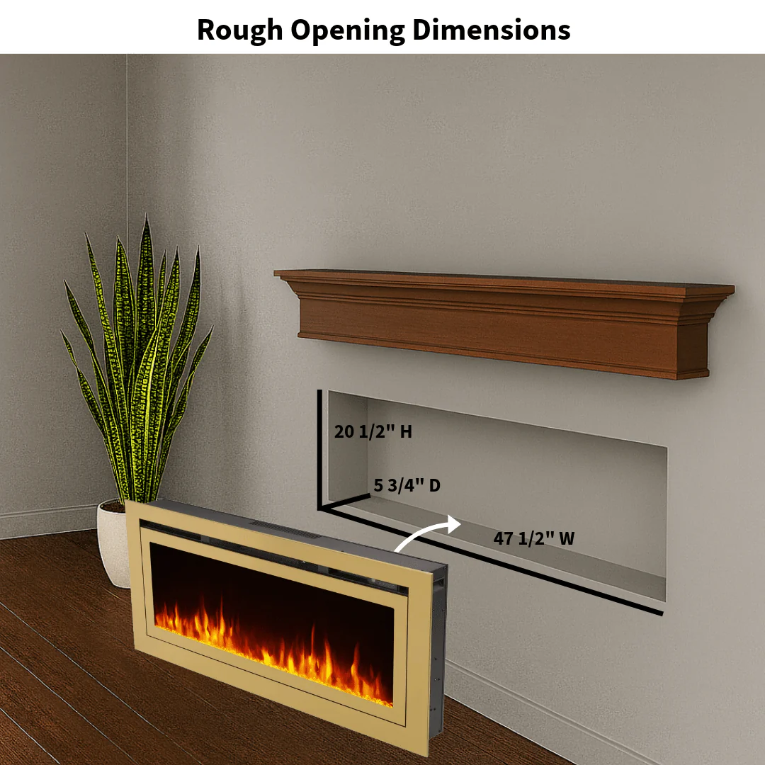 The Sideline Deluxe Gold 50 Inch Recessed Smart Electric Fireplace 86275