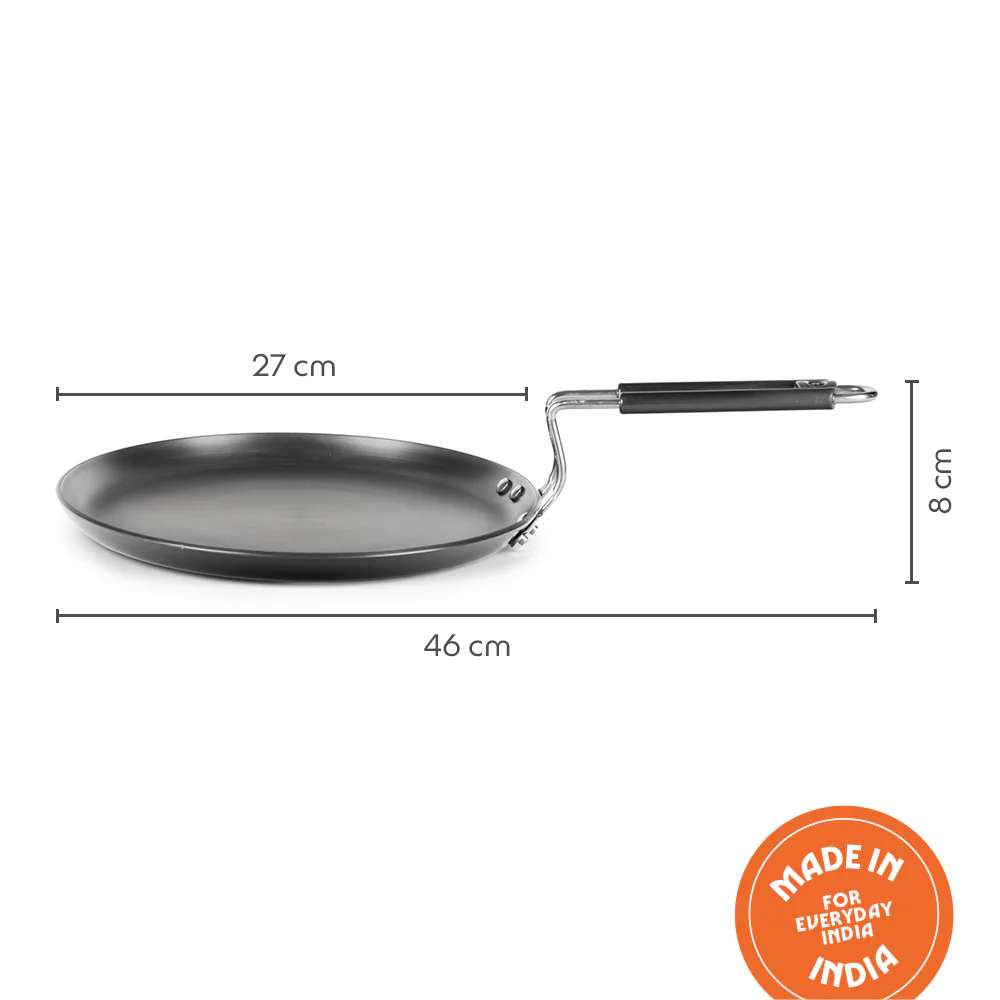 Hard Anodized Induction Base Flat Tawa, 27 cm