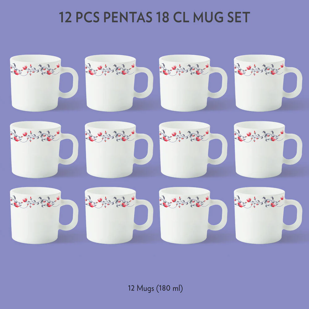 Larah by Borosil Pentas Mug Set, 180ml x 12