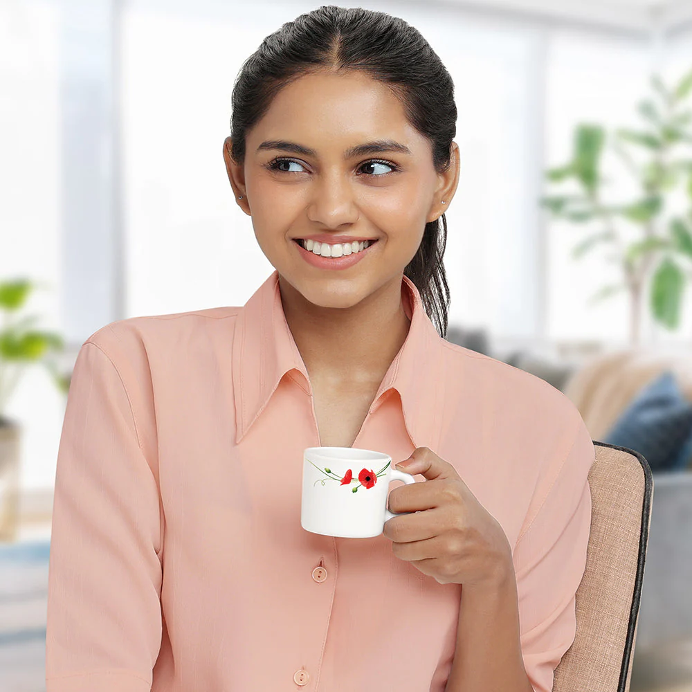 Red Carnation Mug Set, 6 x 180ml