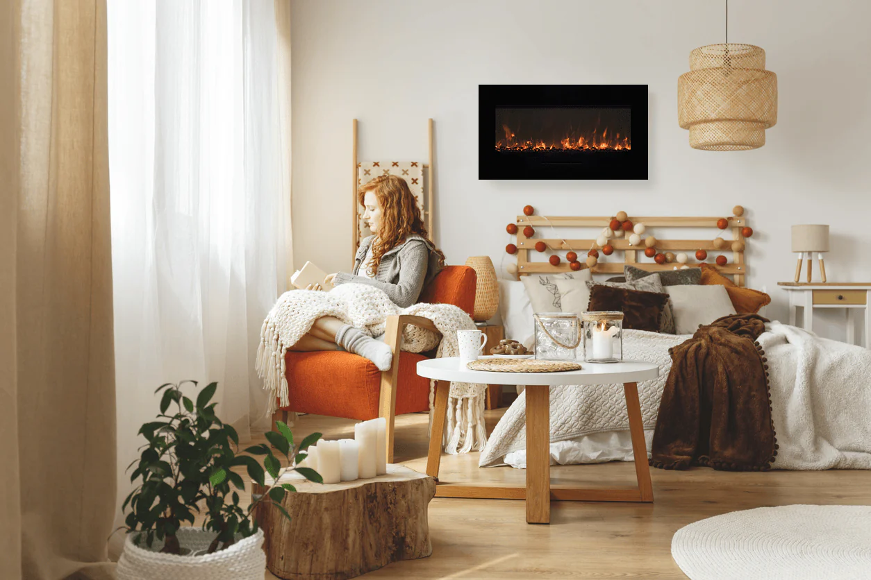 Amantii WM-FM Series 36-In Built-In or Wall Mount Electric Fireplace -  WM-FM-26-3623