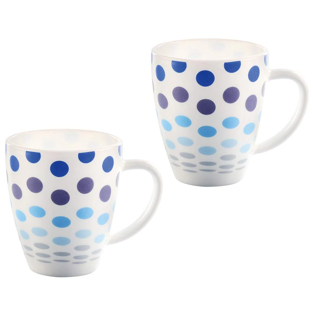 Larah by Borosil Polka Blue Mug Set, 390ml x 2