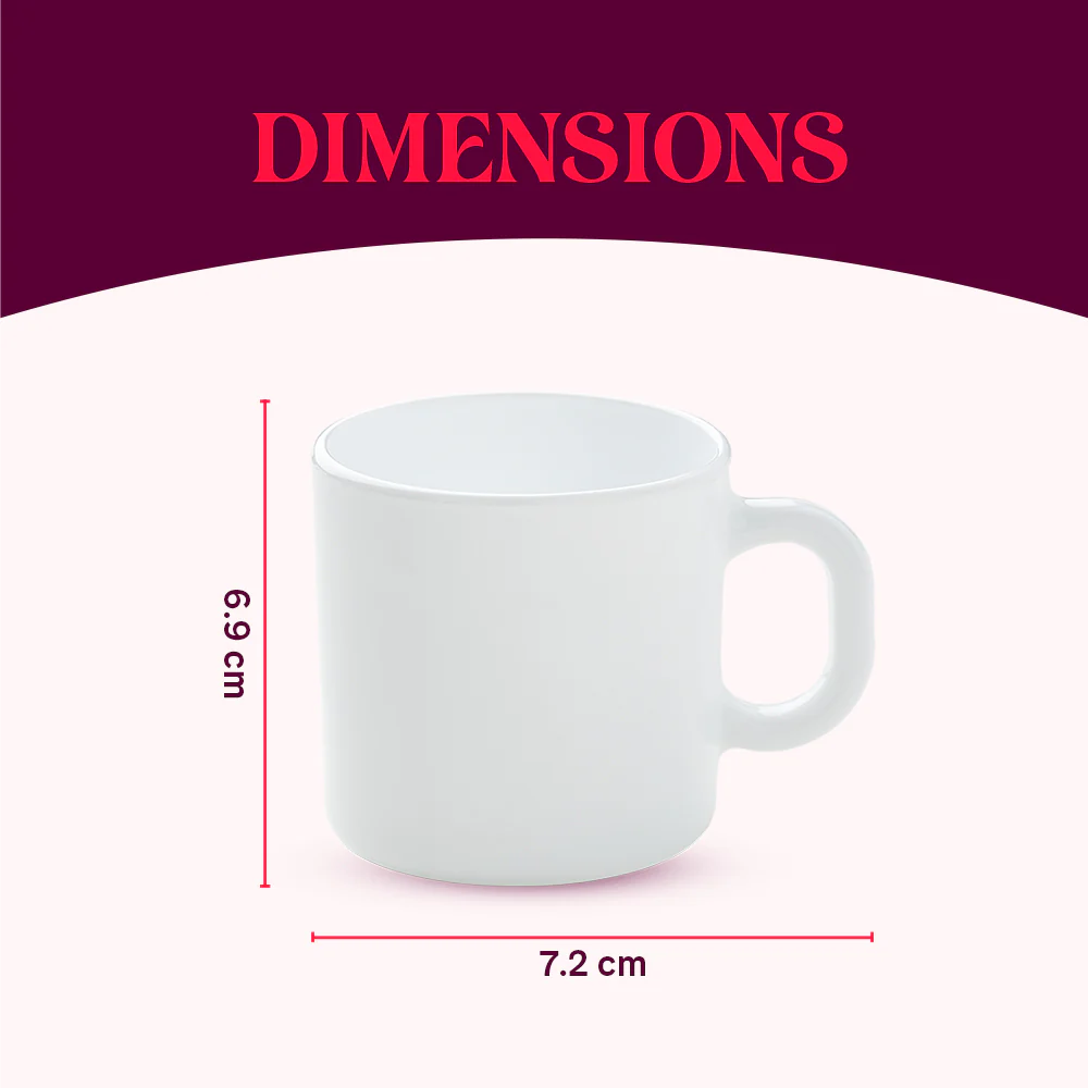 Larah By Borosil Cycladia Mug Set, 100ml x 6