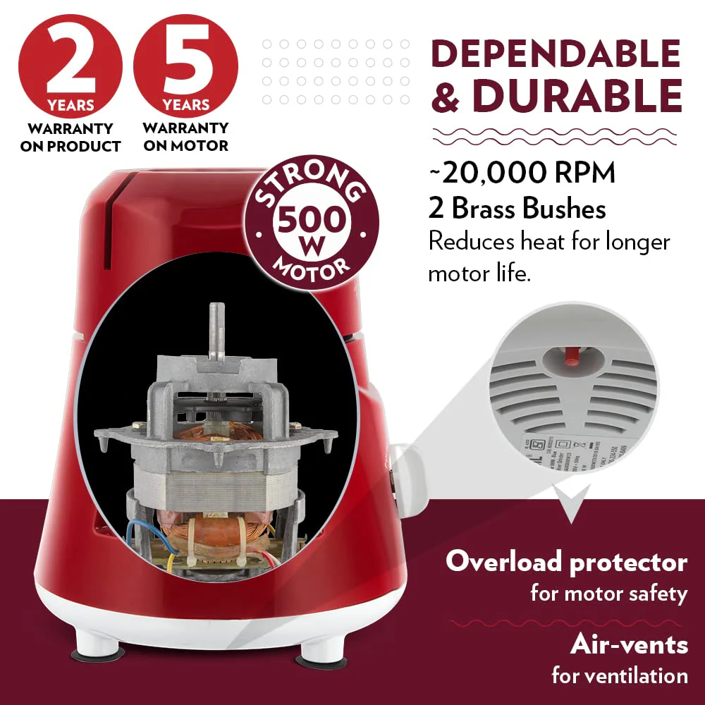 Borosil Star Mixer Grinder-Maroon