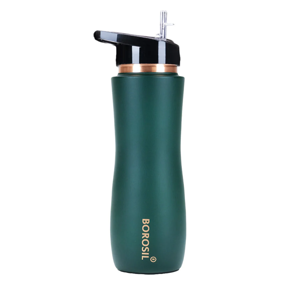 Borosil Sipper Copper Bottle, Green, 750ml