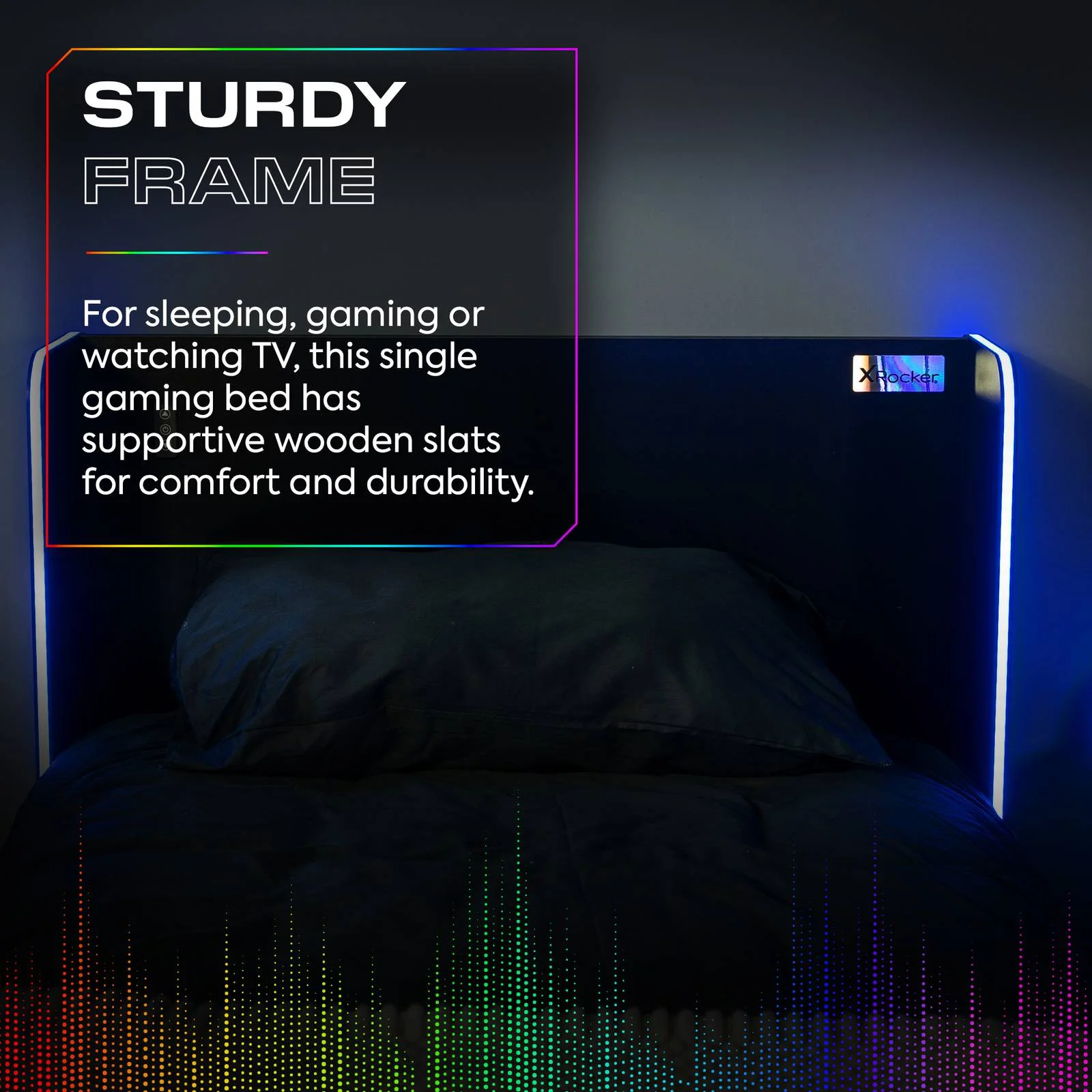 Electra LED Single Gaming Bed with Drawers - Black RGB