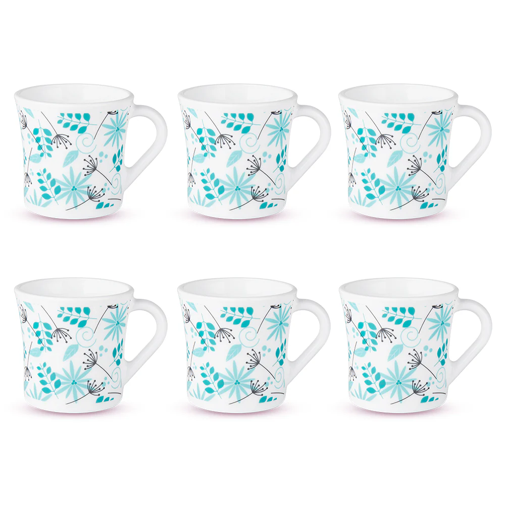 Larah by Borosil Crysta Stardust Mug Set, 160ml x 6