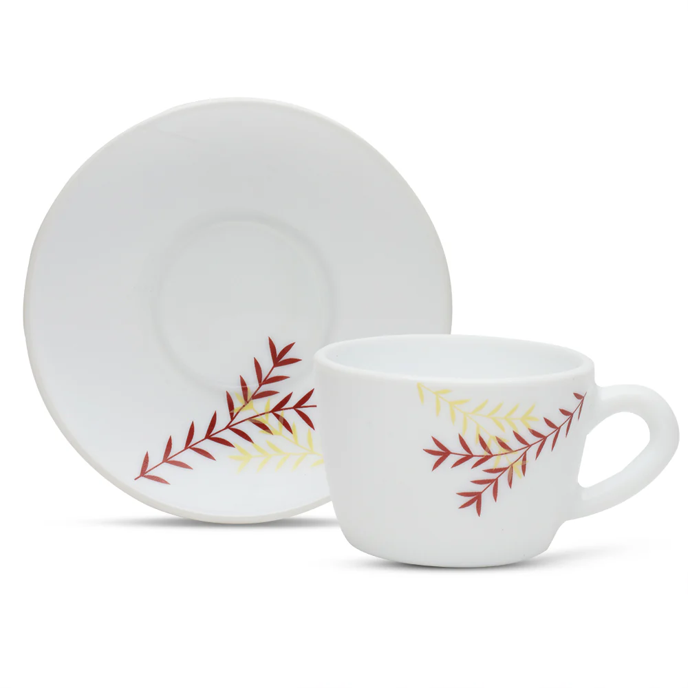 Larah by Borosil Oak Cup n Saucer Set, 140ml x 8