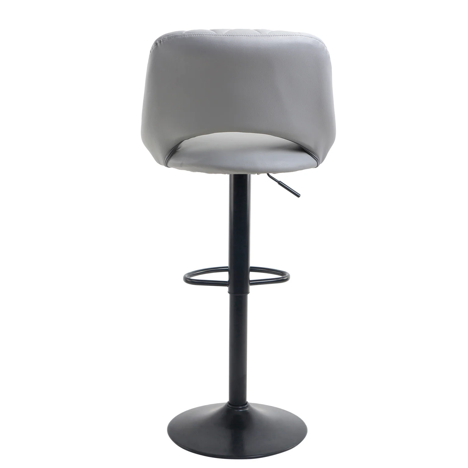 Neo Bar Stool Grey Faux Leather Black Steel Base Set of Two