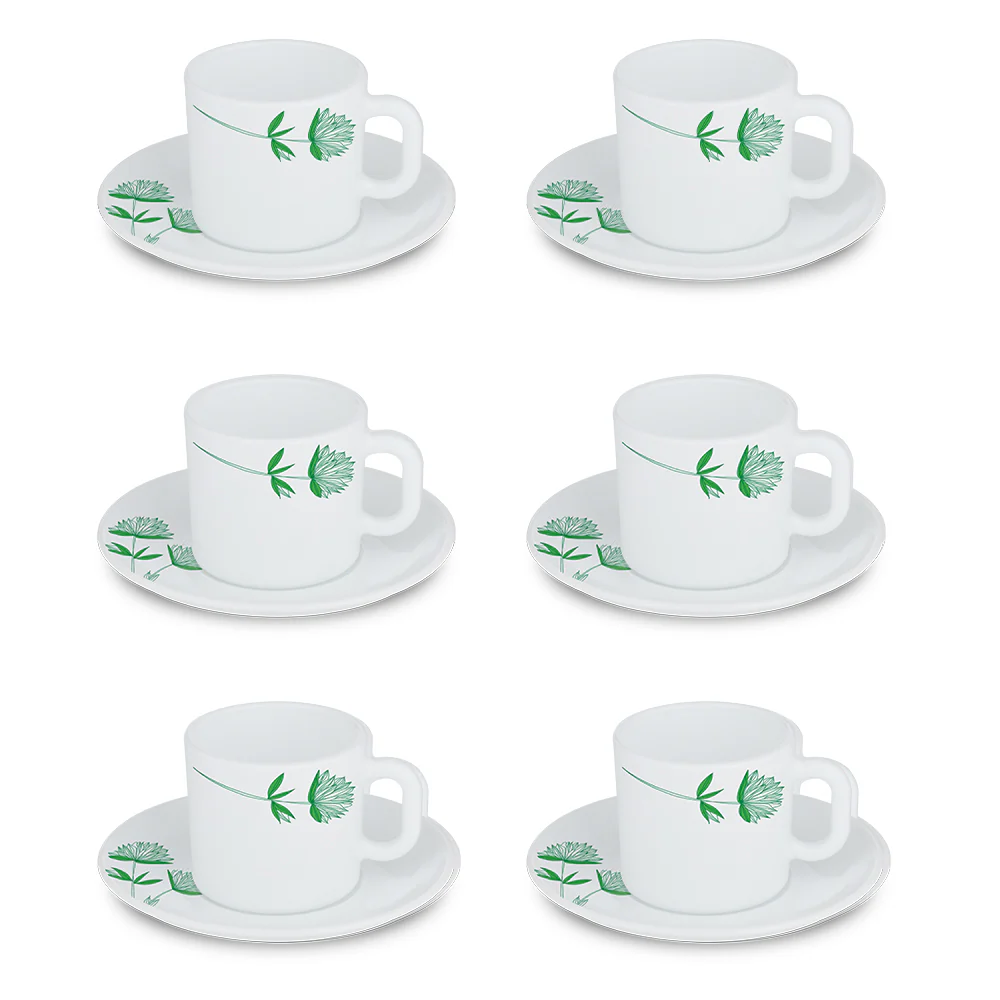 Larah By Borosil Green Lily Mug n Saucer Set