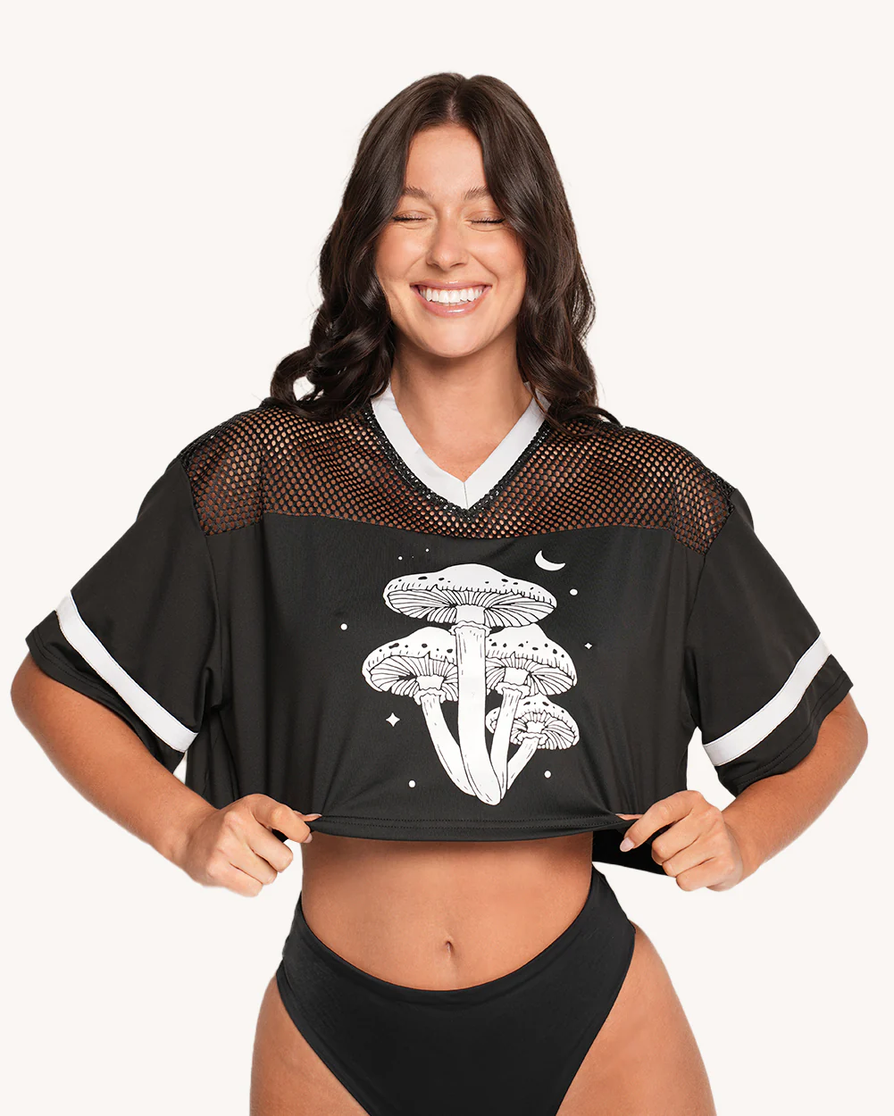 Mushroom Silver Reflective Cropped Football Jersey